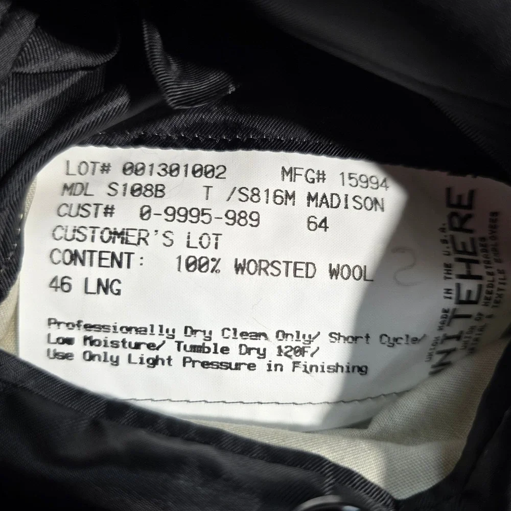 Hickey Freeman‎ Men 46L Grey Blazer Madison Pinstripe Worsted Wool Made in USA